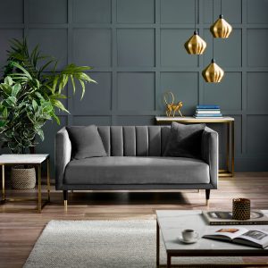 Salma Scalloped Back 2 Seater - Grey