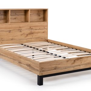 Bali Bookcase Headboard Bed 150cm - Light Oak