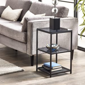 Chicago Tall Narrow Side Table Smoked Glass