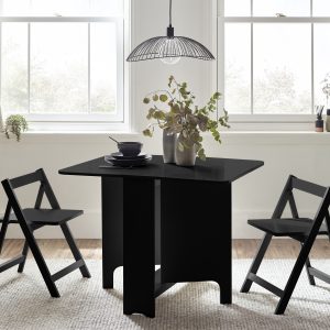 Gatan Small Gateleg Table With 2 Chairs - Black