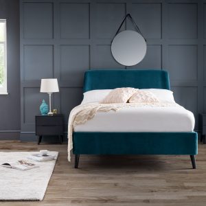 Frida Curved Velvet 135cm Double Bed - Teal