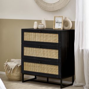 Padstow 3 Drawer Chest - Black