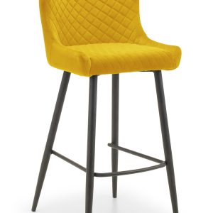 Luxe Velvet Bar Stool - Mustard