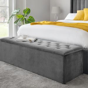 Ravello Blanket Box Dark Grey Velvet