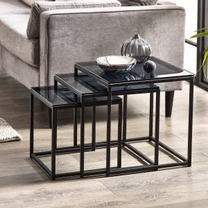 Chicago Nest Of 3 Tables Smoked Glass